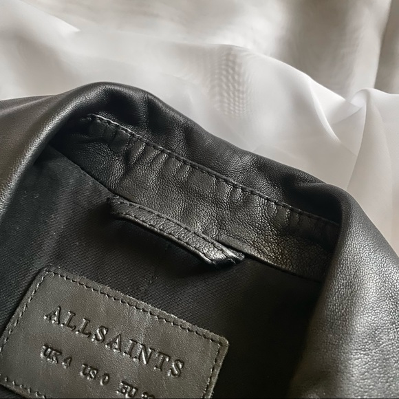 All Saints Black Leather Balfern Biker - Size UK 6 - Picture 6 of 12